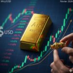 Graphique technique du cours de l'or XAU/USD montrant un rebond sur le support des 4 900 dollars en février 2026