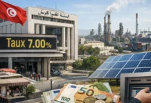 Infographie comparant les indicateurs économiques de la Tunisie en 2026 : Taux directeur BCT, réserves de change et croissance du TUNINDEX