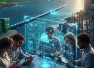 Diplômés scientifiques : La Tunisie en tête d’un classement international Infographie montrant le tracé du câble sous-marin ELMED entre la Tunisie et l'Italie, entourée de logos de technologies Cleantech et Smart Grid