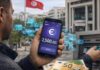 Infographie montrant le corridor financier entre l'euro numérique (BCE) et l'économie tunisienne via une passerelle de conversion numérique sécurisée.