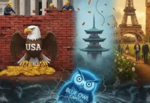 Graphique comparatif montrant la divergence entre l'inflation Core PCE aux USA (3%) et l'inflation au Japon (1,5%) en février 2026