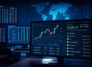 Bourse de Tunis : le Tunindex recule de 0,26 % à 19 481 points Graphique de performance boursière montrant la progression du portefeuille MyInvestia en vert contrastant avec la courbe rouge descendante du Tunindex le 2 mars 2026.