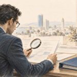 Illustration symbolique de la surveillance du marché financier tunisien à travers l'analyse des publications des sociétés cotées et des indicateurs économiques.