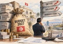 Budget 2027 : la Tunisie au bord de l’asphyxie budgétaire ? ALT : Illustration symbolique d’une balance opposant le poids des dépenses publiques et de la dette aux investissements nécessaires au développement économique tunisien.